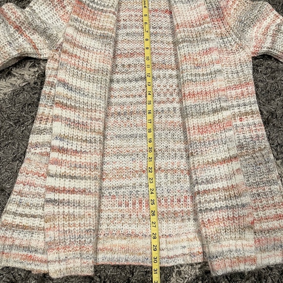 CJ Banks Cream Grey Coral Soft Cardigan Sweater Open Front Knit Crochet Acrylic - Picture 7 of 7